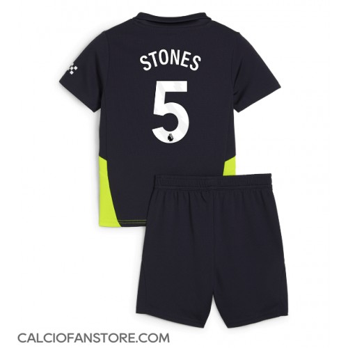 Maglia Calcio Manchester City John Stones #5 Seconda Divisa Bambino 2024-25 Manica Corta (+ pantaloncini)